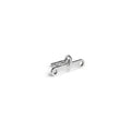The Bells of Steel 2 to 1 Cable Attachment Adapter is a compact, metallic latch with a cylindrical bolt and two screw holes at each end—perfect for securing components to a cable tower, shown isolated on a white background.
