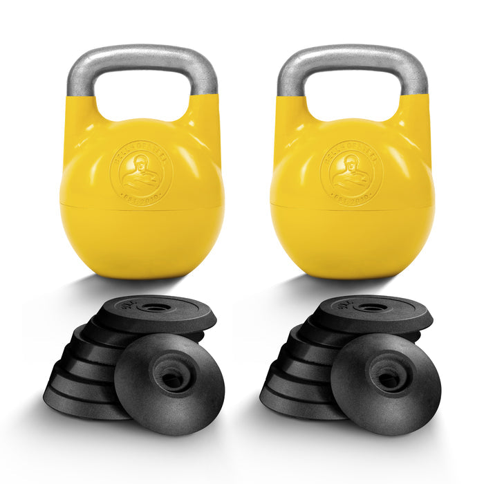 12-32 KG Adjustable Kettlebell / Yellow / Pair (Save 10%)
