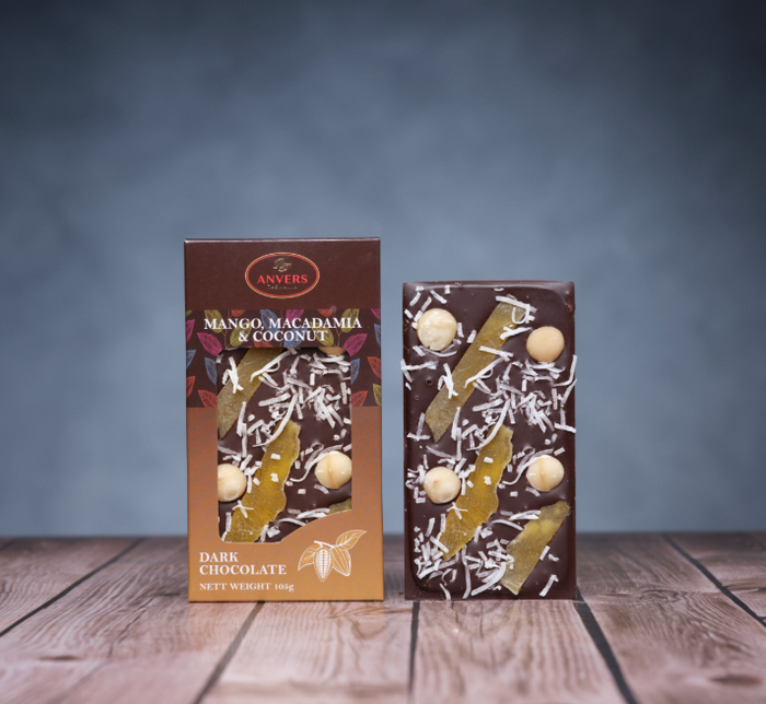 Anvers Chocolate - Dark 64% Mango, Macadamia & Coconut