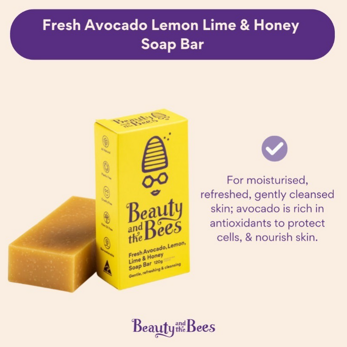 Beauty and the Bees - Fresh Avocado Lemon Lime & Honey Soap Bar