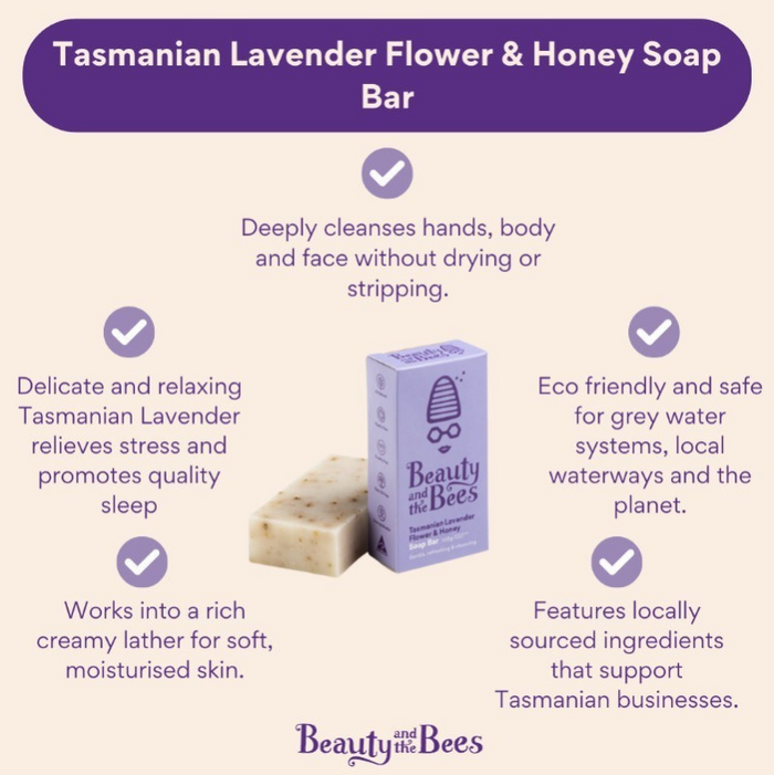 Beauty and the Bees - Tasmanian Lavender & Leatherwood Honey Soap