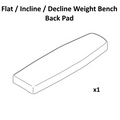 Line drawing of a rectangular, contoured weight bench back pad with the text "FID Bench Spare Parts" above and "x1" indicating one piece included. Ideal as a replacement or spare back pad for your Bells of Steel USA weight bench.