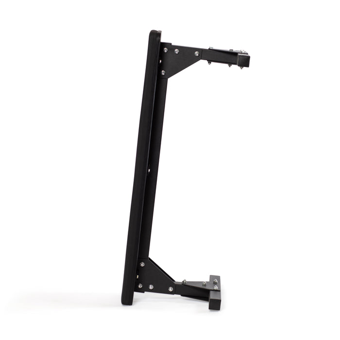 Side view of the Bells of Steel Flat Utility Bench, a black rectangular metal bench with bracket supports and 661lb max capacity, shown against a white background.