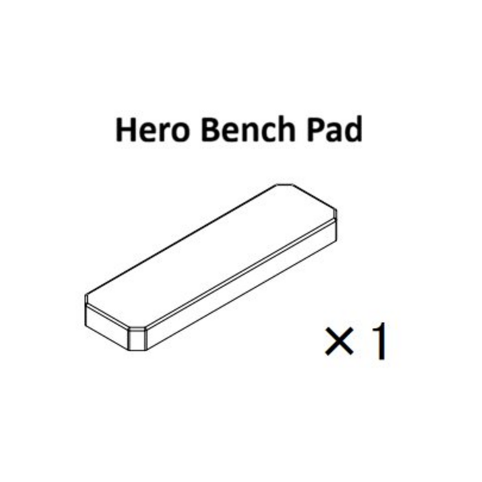 Illustration of a rectangular bench pad labeled "Hero Pad Spare Parts" from Bells of Steel USA, with a quantity of one shown as "× 1" below the image, highlighting this essential replacement part for your seating needs.
