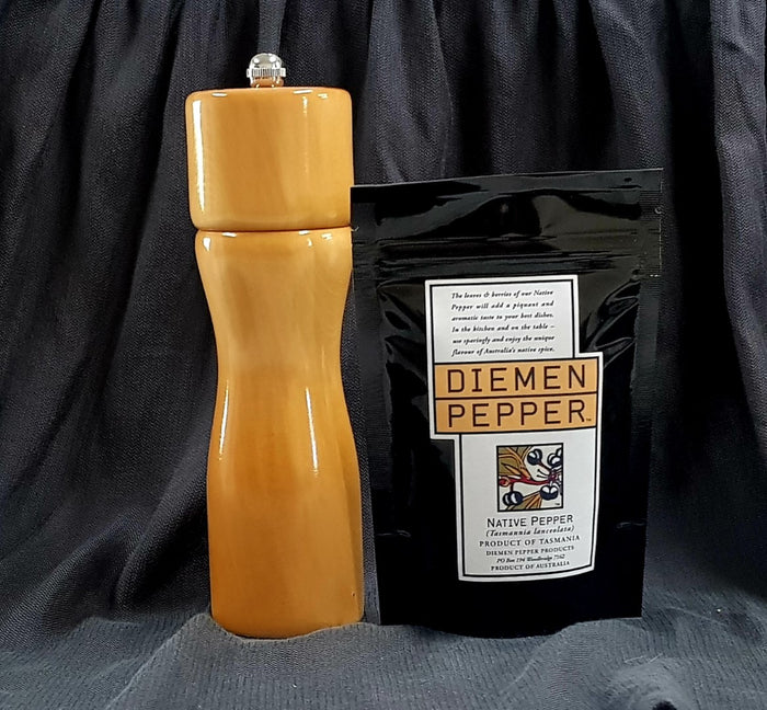 Huon Pine Pepper Grinder with Tasmanian Pepperberry