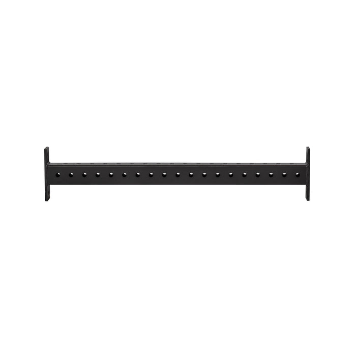 The Bells of Steel Hydra Crossmembers are black metal bars with evenly spaced holes and flat ends, designed for mounting or support in power racks, shown against a plain white background.