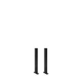 Two black Hydra Vertical Uprights by Bells of Steel, built for a 3x3 power rack, stand parallel on flat bases with multiple holes, ready for various rack attachments against a plain white background.