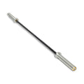 The Bells of Steel Juno Bar - Women’s Utility Bar features silver sleeves and a black textured grip, making it ideal for women’s weightlifting; shown diagonally against a white background.
