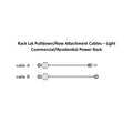 Diagram showing two labeled cables—Cable A and Cable B—side by side. Both are straight with loops at each end, designed as Rack Attachment Cables for the Bells of Steel USA Lat Pulldown / Row Rack Attachment Spare Parts, suitable for a power rack Lat Pulldown or Row setup.