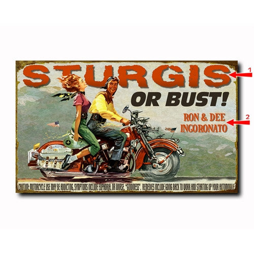 Motorcycle Couple Custom Sign