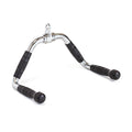The Bells of Steel Multi Purpose Close Grip Cable Attachment features a chrome V design with rubber grips, ideal for strength training exercises like seated rows or lat pulldowns on cable machines.