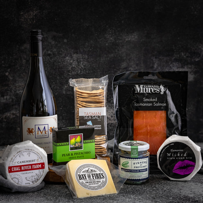 Picnic Hamper with Smoked Trout, Milton Reserve Pinot Gris, Cheese and Condiments