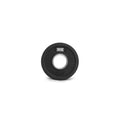 A black, round BES Rubber Coated Iron Weight Plate with a metallic center hole is showcased on a white background. The plate is labeled "2.5," features the "BOS" logo, and is coated with virgin rubber for improved durability and grip.