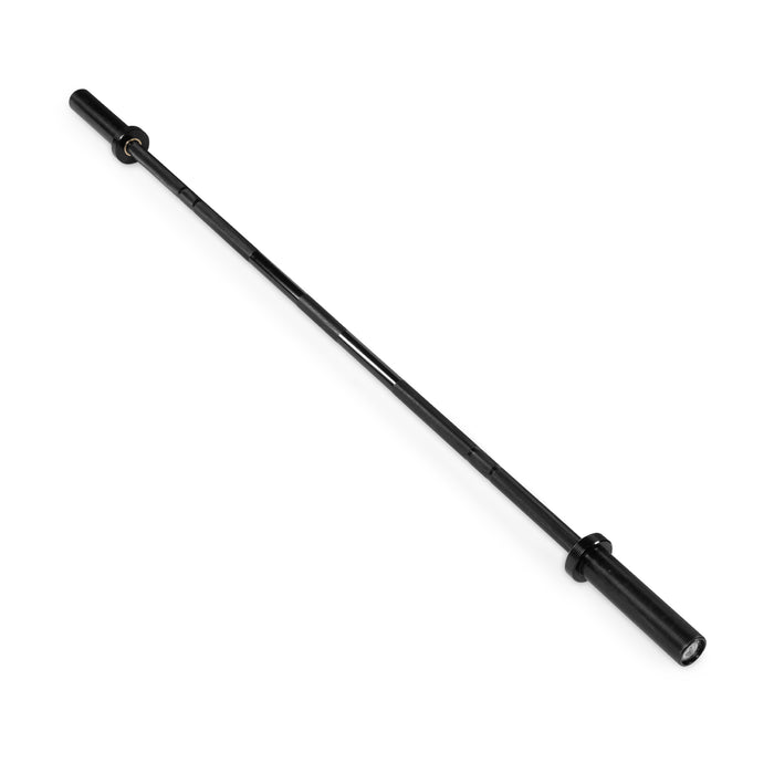 The Bells of Steel Short Rackable Barbell is displayed diagonally on a white background with both ends visible—ideal for enhancing any home gym setup.