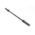 The Bells of Steel Short Utility Barbell features knurled grips and silver ends, shown in black on a white background—an ideal addition to any home gym setup.