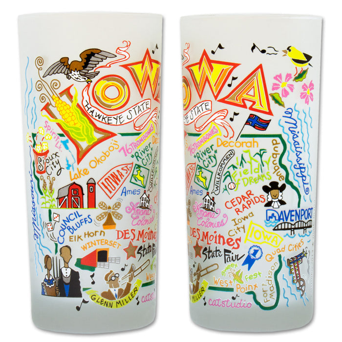 State of Iowa Frosted Glass Tumbler