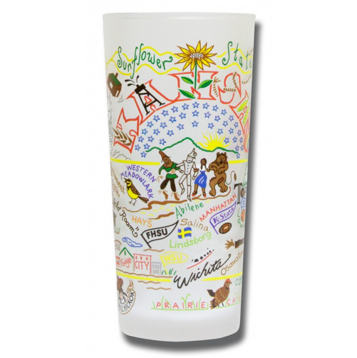 State of Kansas Frosted Glass Tumbler