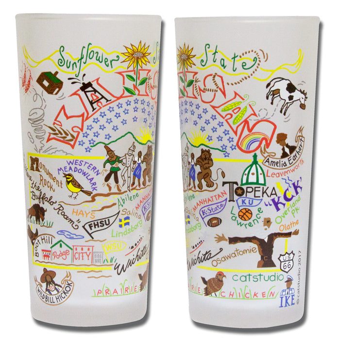 State of Kansas Frosted Glass Tumbler