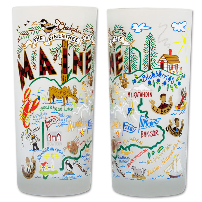 State of Maine Frosted Glass Tumbler