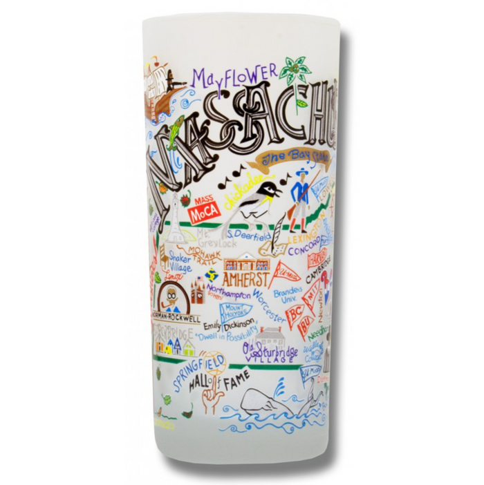 State of Massachusetts Frosted Glass Tumbler