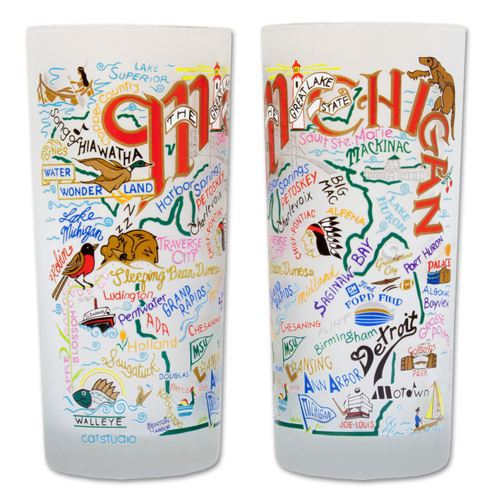 State of Michigan Frosted Glass Tumbler