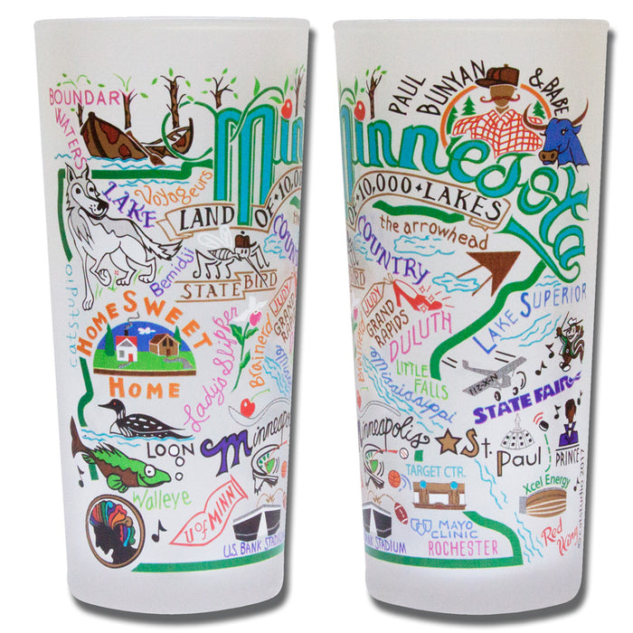 State of Minnesota Frosted Glass Tumbler
