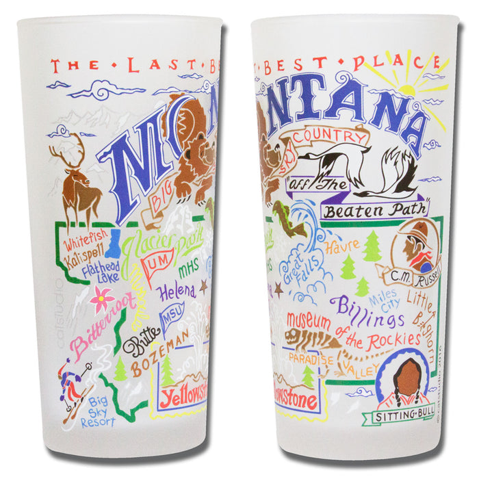 State of Montana Frosted Glass Tumbler