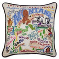 State of Montana Hand-Embroidered Pillow