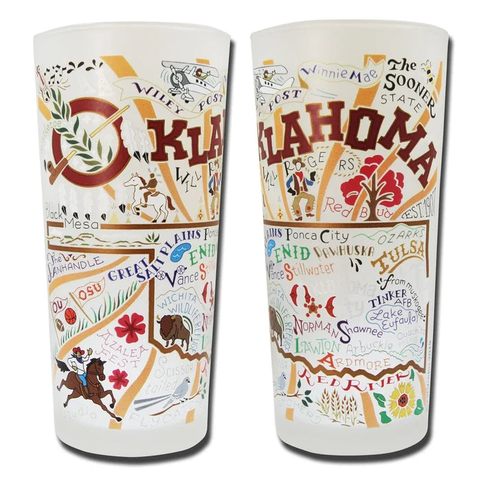 State of Oklahoma Frosted Glass Tumbler