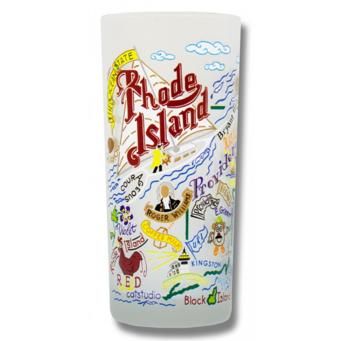 State of Rhode Island Frosted Glass Tumbler