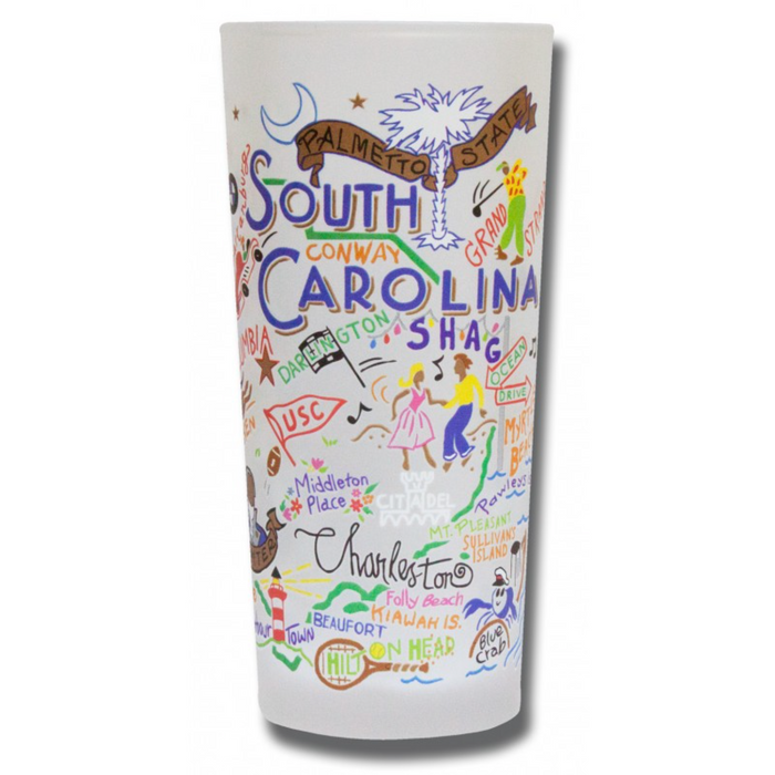 State of South Carolina Frosted Glass Tumbler