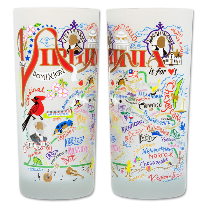 State of Virginia Frosted Glass Tumbler