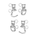 Four Swivel Shackles by Bells of Steel USA are displayed in two rows of two, resembling gym gear essentials. Equipped with spring-loaded clasps and circular rings, they're ideal for secure fastening. The shackle set is pictured against a plain white background, similar to cable machine components.