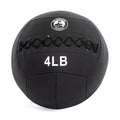 The "Triple Stitched Medicine Balls" by Bells of Steel is a black medicine ball featuring visible stitching, a logo at the top, and "4 LB" in bold white text to indicate its weight. Durable and ideal for all fitness levels, it makes an excellent workout companion.