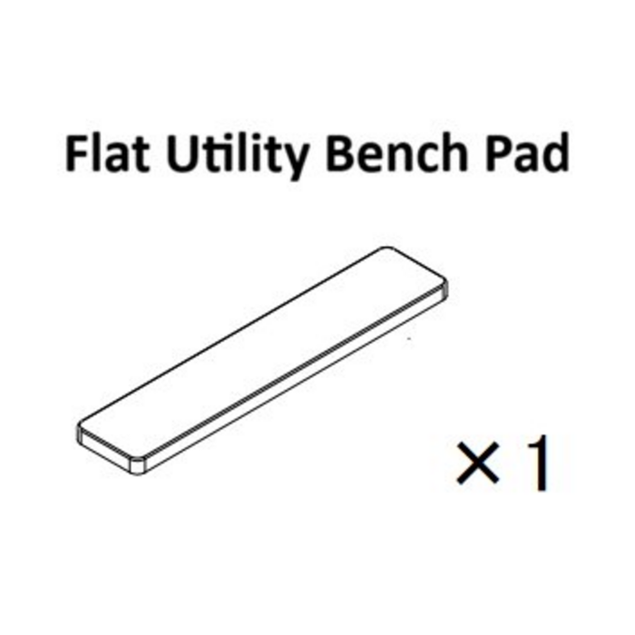 Illustration of a Bells of Steel USA Utility Flat Bench Pad Spare Parts with the text "Utility Flat Bench Pad Spare Parts" above and "× 1" below, indicating one is included.